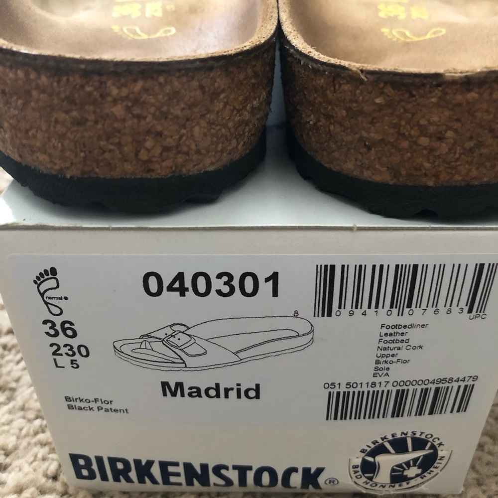 Birkenstock Madrid Black Patent Leather Size 36